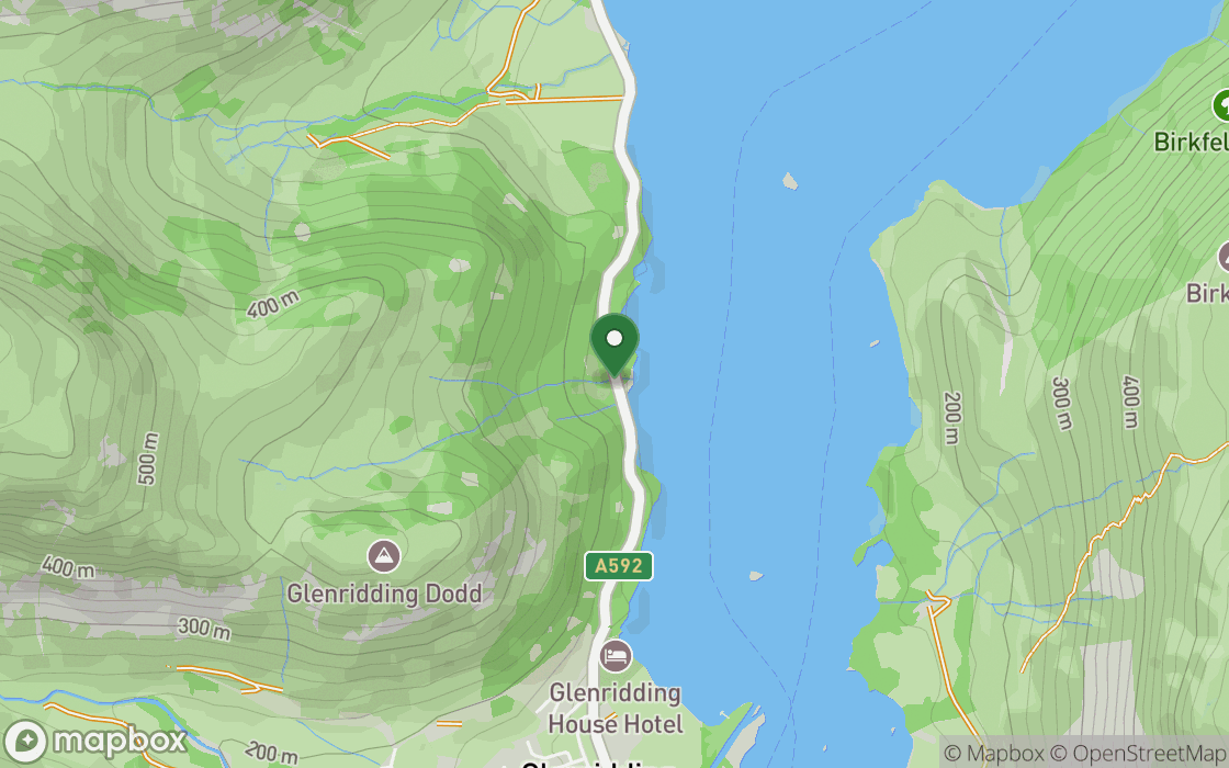 Mapa de ubicación: Brzeg Ullswater bajo Glencoyne Wood, Inglaterra