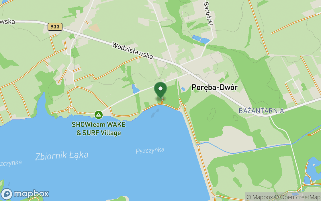 Mapa lokalizacji: Brzeg jeziora w Porębie, województwo śląskie