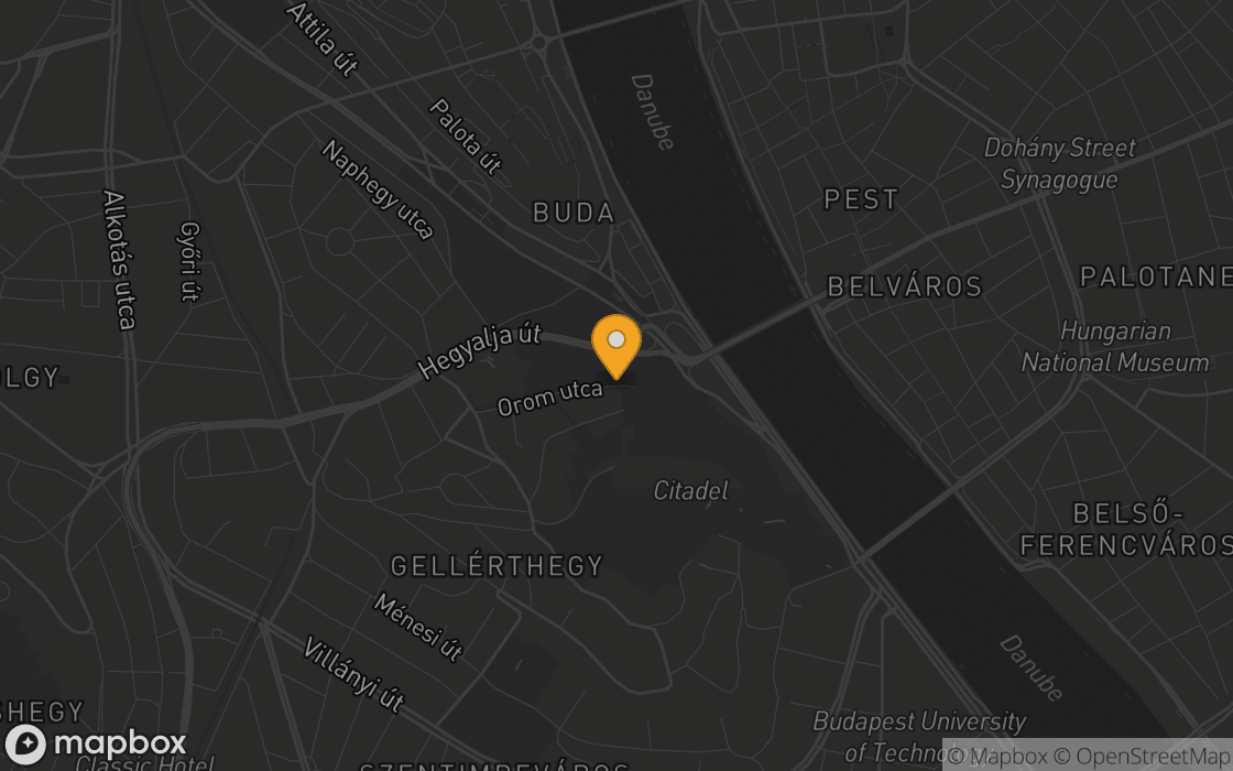 Location map: Parking under Gellérthegy in Tabán., Central Hungary