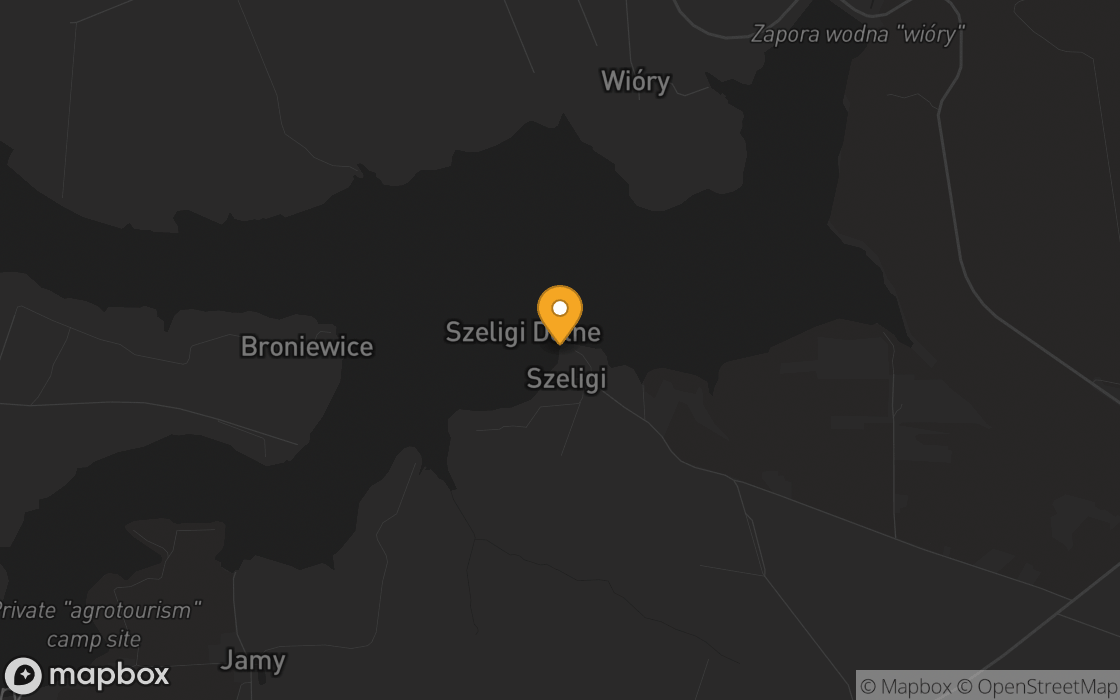 Location map: The water's edge near Szeligi, Holy Cross Voivodeship