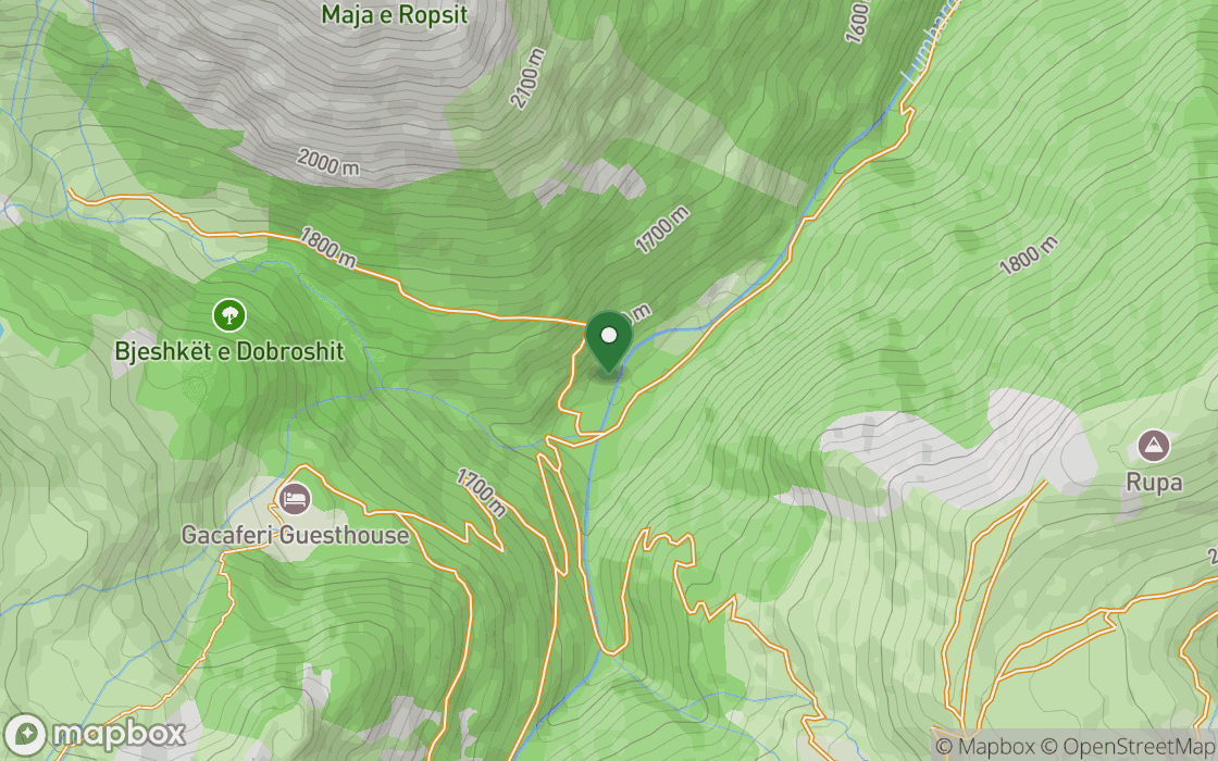 Mapa lokalizacji: Koryto rzeczne pod Majom e Ropës