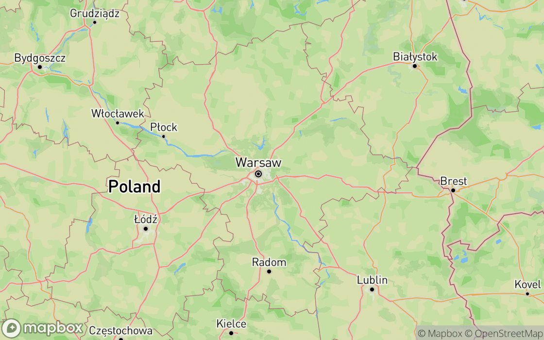 Mapa miejsc w regionie Mazowieckie