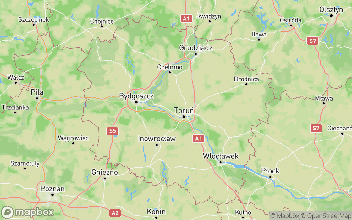 Mapa miejsc w regionie Kujawsko-pomorskie