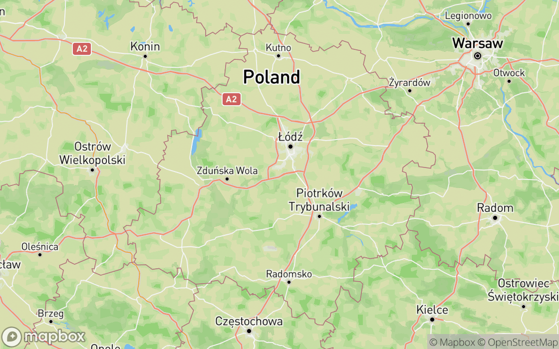 Mapa miejsc w regionie Łódzkie