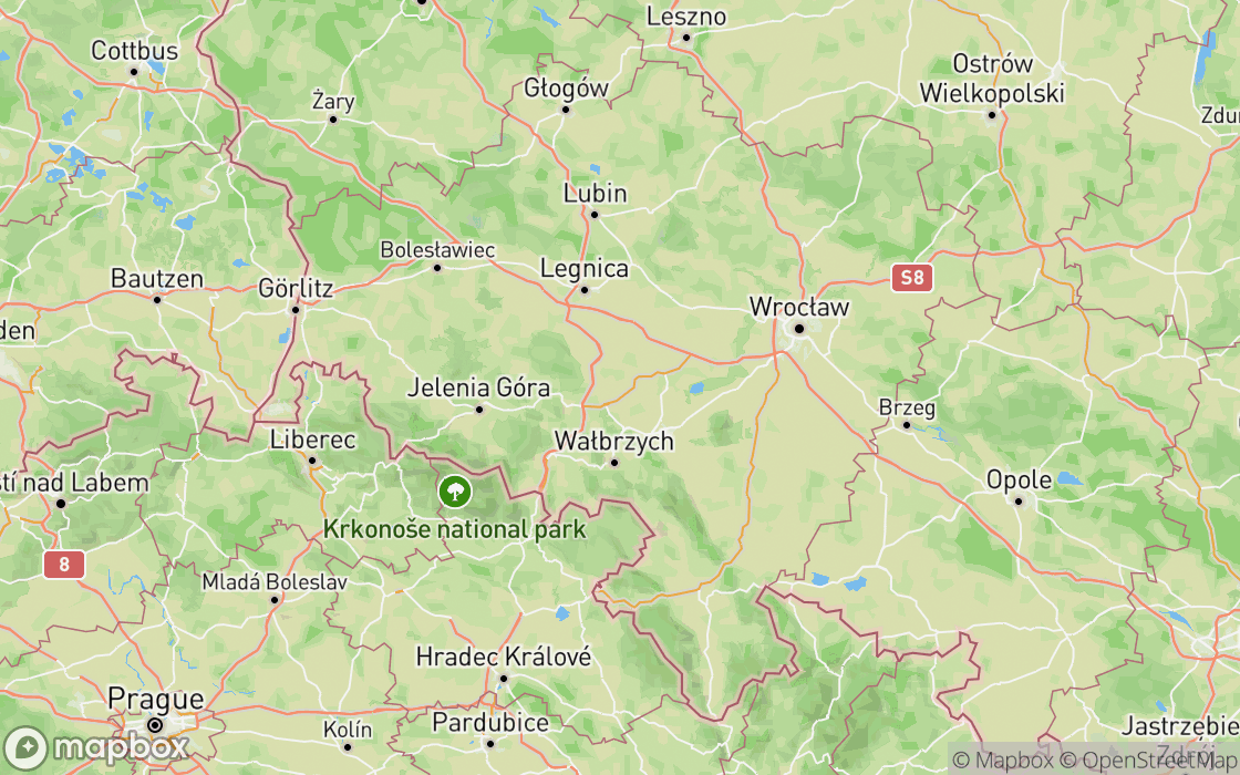 Mapa miejsc w regionie Dolnośląskie